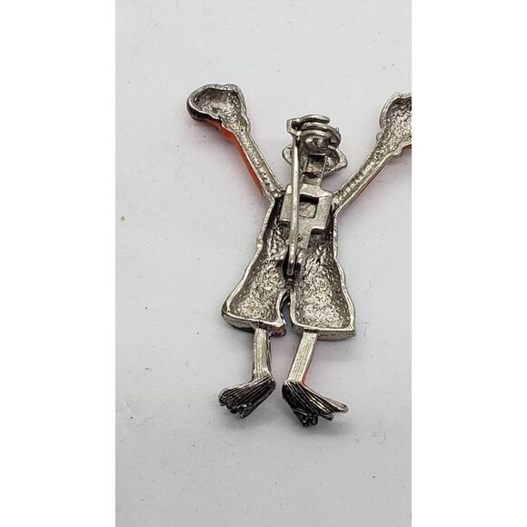 Vintage Brooch Enamel Frog Boxing Cartoon Kermit Funny 1940s 1950s Pin - Picture 2 of 4